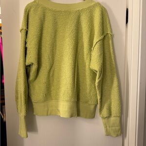 From Anthropologie, yellow chenille v neck pullover.